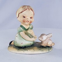 Alpine Children Girl Bunny Figurine F-370 Vintage Japan - £22.64 GBP