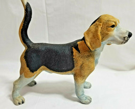Male  Harrier Hound Dog Porcelain Figurine Standing 6&quot; Tall Brown Black - £19.57 GBP
