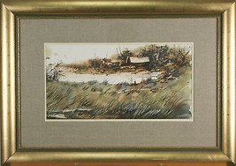 Asterio Pascolini Paysage Tombe 1966 Signée Aquarelle Peinture 20 &quot; x28 1/2 &quot; - $818.59