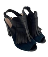 Pour La Victoire women 9 Kilted Fringe black/indigo high Heel sling back... - $22.80