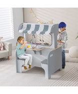 Double Sided Kids Pretend Kitchen Playset with 2-Seat Cafe-Gray - Color:... - €158,37 EUR