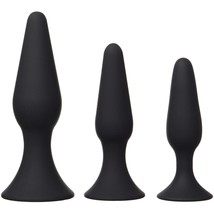 Silicone Butt Plug Kit By (3 Pack, Black) - Anal Sex Beginner Set Helps ... - £36.04 GBP