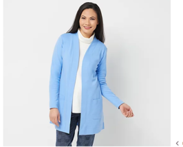 Isaac Mizrahi Live! Essentials Open Front Knit Cardigan Blue Thistle XX-Small - £10.12 GBP