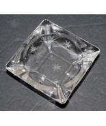 Vintage Clear Glass Crystal Star Etched Ashtray ~ 3.5&quot;W x 3.5&quot;H x 1.25&quot;H... - $19.99