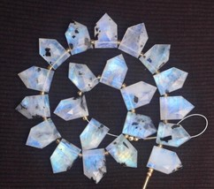 Natural, 20 pieces faceted fancy rainbow white Moonstone pentagonal beads 11x17  - £75.75 GBP