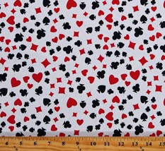 Cotton Playing Cards Suits Casino Games White Fabric Print by the Yard D586.44 - £9.55 GBP