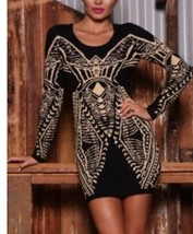Aztec Tribal Long Cut Out Sleeve Dress Small Nwot - $237.71 MXN