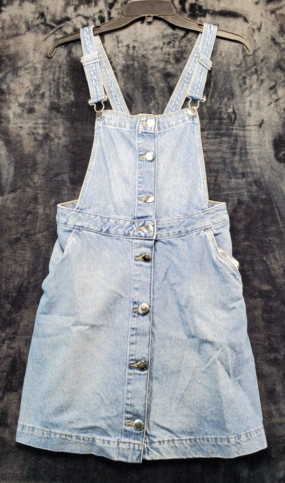 Primary image for Divided Overall Womens Size 4 Blue Denim Sleeveless Square Neck Button Front