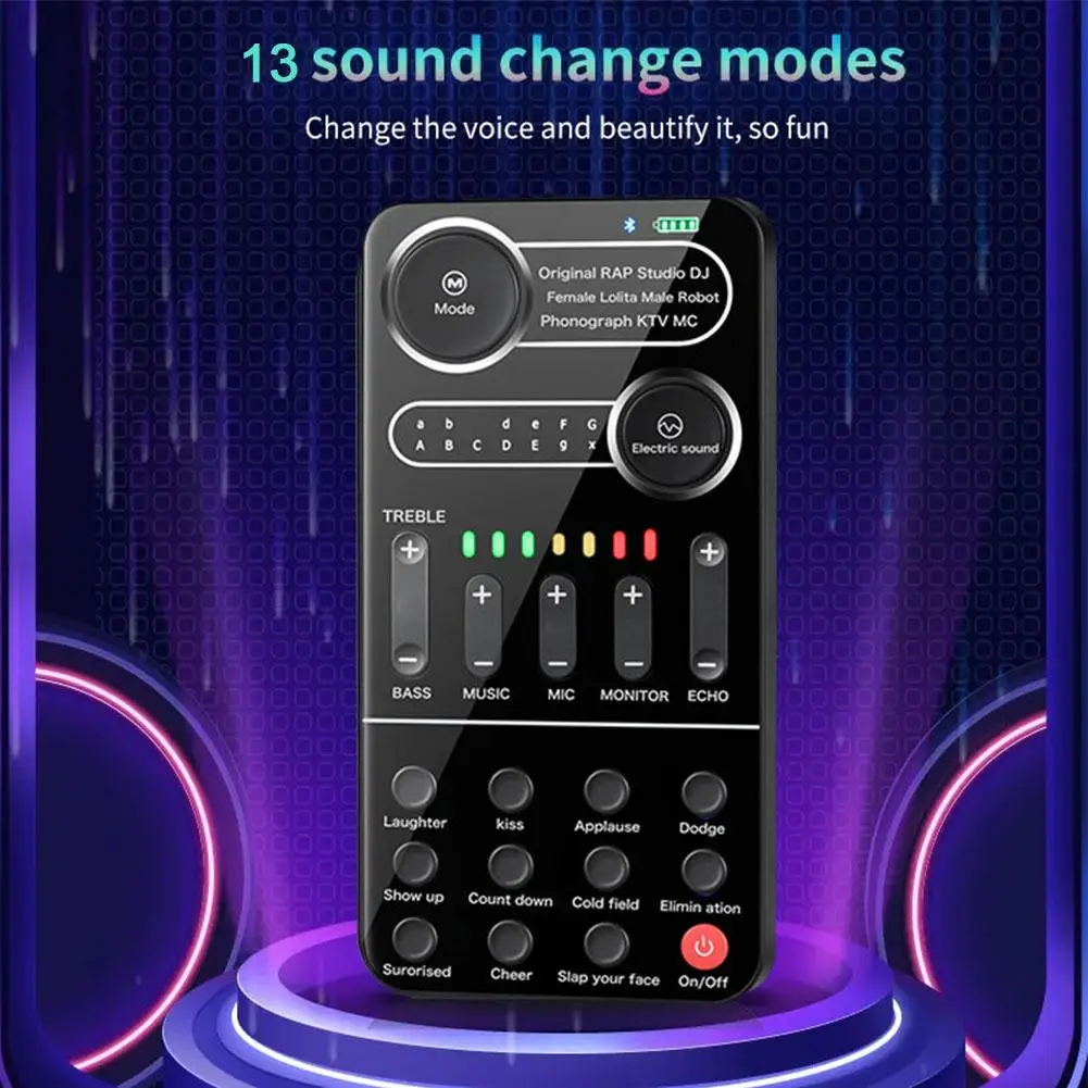 K9 Voice Changer Handheld Sound Card Multiple Sound Effects For Microphone/ - £25.19 GBP+