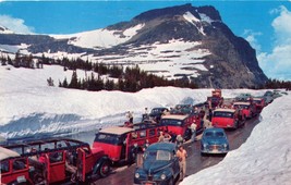 Logan Pass Montana Snow Covered Summit~Old Cars~Old Tour B Card c1964 Psmk - £6.84 GBP