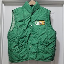 70s American Farmers Green Puffer Vest Nylon Feed &amp; Seed Dairy Cow 70s Mens L - £37.09 GBP