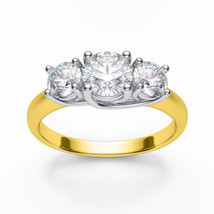 5.50CT Forever One Moissanite 3-Stone Trellis Ring Two Tone Gold 14k W &amp;... - £2,048.73 GBP