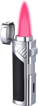 Torch Lighter, 4-Jet Flame Adjustable Windproof Butane Refillable Lighter, With - £26.58 GBP