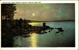 Moonlight From White&#39;s Bridge Sebago Lake Maine ME 1920s WB Postcard UNP Unused - £2.92 GBP