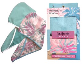 Set of 2 California Dreamin&#39; Turban Hair Towels - Perfect For All Hair T... - €8,65 EUR