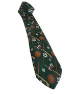 Vintage Sports balls equipment on Green Van Heusen Silk Tie necktie Fan,... - $19.99