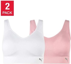 PUMA 2 PACK Ladies&#39; Size Medium Seamless Sports Bra, (1) White (1) Pink  - £12.57 GBP