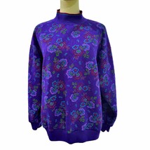 Gitano Pullover Sweater Size M 1990s Purple Quilted All Over Floral Print VTG - £9.82 GBP
