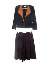S.G. Sport Black Top &amp; Culottes Shorts Set Sz Medium Silk like Jacket Wi... - $67.50