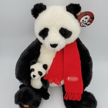 Gund 2001 Large Wish Panda Bear w/ Baby Cub Smithsonian Zoo Stuffed Plush 18&quot; - £23.21 GBP