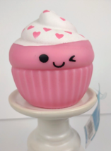 Pink Heart Cupcake Squishy Squeezable Happy Winking Cup Cake  Food Toy Foodie 3+ - £19.77 GBP