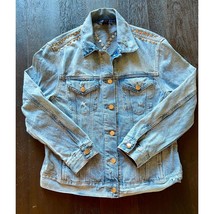 Victoria&#39;s Secret Studded VTGE Distressed Jean Denim Jacket - £19.77 GBP