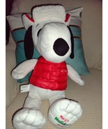 SNOOPY Peanuts Plush Macy&#39;s Holiday 2015 Red Puffy Vest + Hat - $354.25 MXN