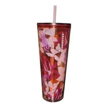 Starbucks Tumbler Spring Pink Floral Twirl Twist 2021 Drink Cup Straw 24 oz - £17.37 GBP