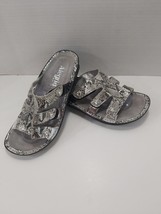 Alegeria By Pg Lite Leather Slip On Strapy Sandals Silver Womens Size 6 - £24.69 GBP