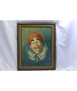 Clown Oil Painting Vintage Signed G Yonan 18&quot; x 24&quot; Original Art - $146.99