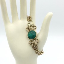 LUCKY BRAND faux malachite bracelet - antiqued gold-tone toggle clasp spirals 8&quot; - £12.53 GBP