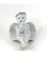 Sitting Angel Cherub Figurine/Shelf Sitter Blowing A Kiss With A Halo Ce... - £10.37 GBP