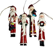 Santa Ornaments Lot of 4 Tall Slender Christmas List Wreath Toy Gift Bag... - $219.57 MXN