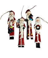 Santa Ornaments Lot of 4 Tall Slender Christmas List Wreath Toy Gift Bag... - $219.57 MXN