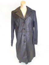 East 5TH Genuine Leather Black Jacket Trench Coat Womens Large Button Closure - £35.02 GBP