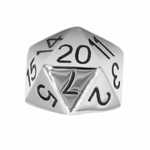 D20 Ring Mens Large Stainless Steel RPG Icosahedron Dice Band Sizes 7-11 D&amp;D - £15.97 GBP