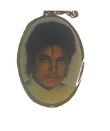 Vintage Michael Jackson Portrait Charm Gold Tone Pendant Photo &amp; Chain - £3.92 GBP