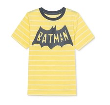 DC Comics Toddler Boys 7 Popcorn Yellow Batman Stripe Loose Fit TShirt NWT - £10.65 GBP