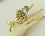 Vintage 90s WENDY GELL Massive Drama Creamy Pearl Rhinestone Adjustable ... - $186.95