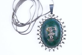 Vintage 26&quot; sterling Chrysocolla necklace/pendant - £136.93 GBP