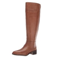 Franco Sarto Women&#39;s Daya Leather Wide Calf Knee High Boots Cognac Size 6 - £43.41 GBP