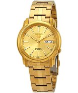 Seiko 5 Men&#39;s Gold Tone Stainless Steel Gold Dial Automatic Watch SNKL86 - $177.37