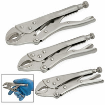 3 X Quailty Locking Plier Long Nose Curved Jaw Mole Grip Clamp Wrench 5&quot;... - £37.70 GBP