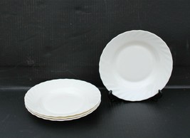 Arcopal Arcoroc France TRIANON WHITE Swirled Scalloped Lunch Salad Plate 8-7/8&quot; - £31.92 GBP