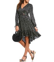 Betsey Johnson Polka Dot Beaded Hi-low Ruffle Midi Length Wrap dress sz ... - £110.13 GBP