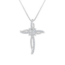 0.10 KT Rotondo VVS1/D Diamante 925 Argento Sterling Croce Ciondolo Donna Day - $62.86