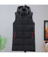 Autumn Winter Men Long Black Vest Hooded 2022 New  Fashion Thick Warm Co... - £97.47 GBP