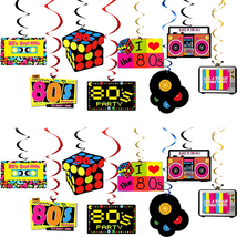30 Pieces 80&#39;s Party Background Decorations Kit Hanging NEW - £13.57 GBP