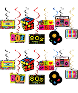 30 Pieces 80&#39;s Party Background Decorations Kit Hanging NEW - £13.57 GBP