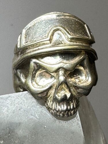 Skull ring size 10.25 biker band cast ring sterling silver from Ukraine Item image 7